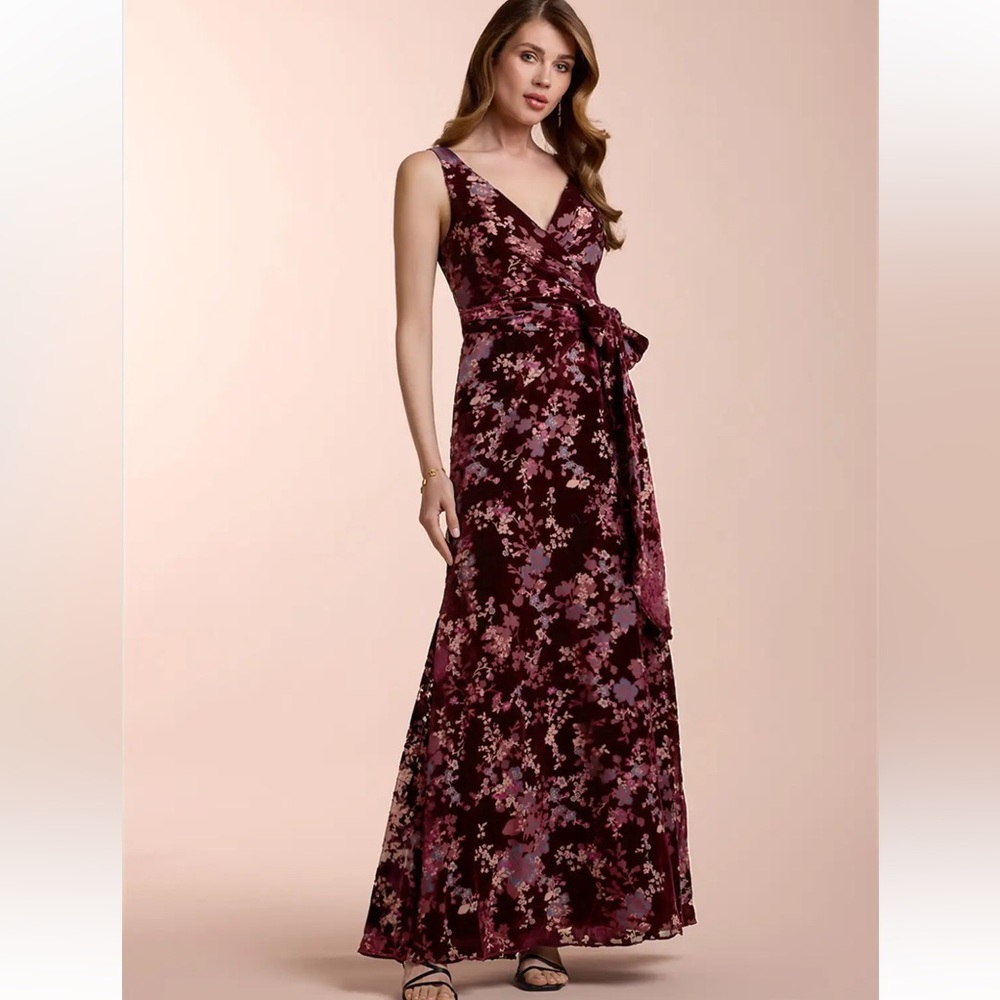 Azazie Atelier KRISTINA WINE GRAY MULTI MAXI DRESS - Size 8